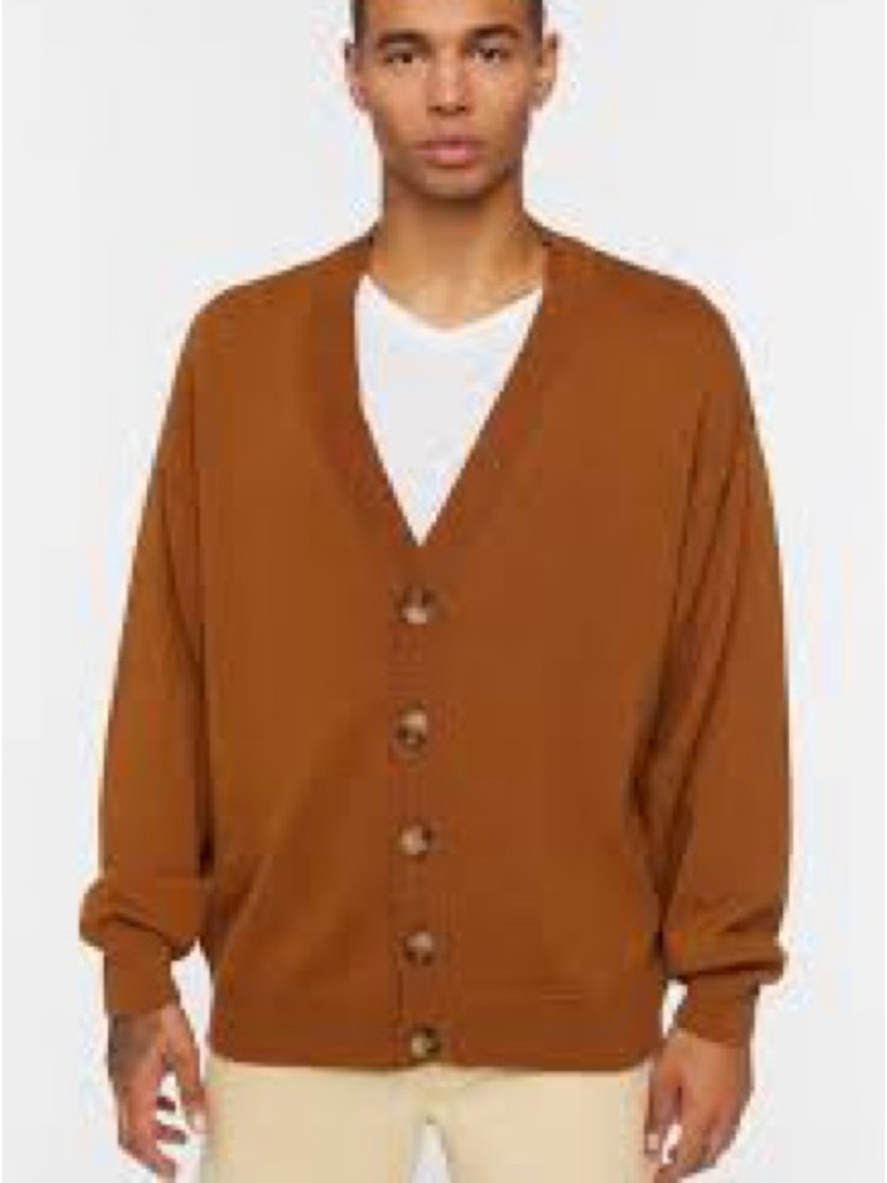 Forever 21 Men's Rust Brown Button-Up Cardigan